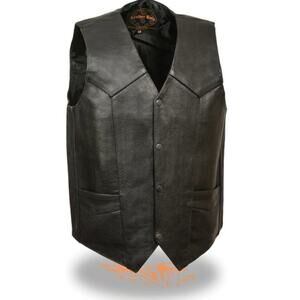 NWT Milwaukee Leather LKM3730  Black Leather Western Motorcycle Rider Vest